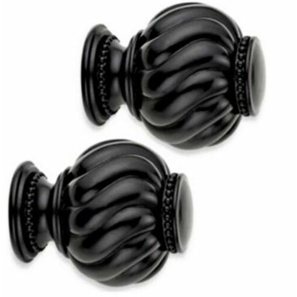 Cambria Premier Twist Ball Finials in Satin Black Metal Set of 2 Screw On